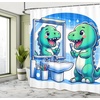 image:imageAmbesonne Funny Shower Curtain Happy Dinosaur Looking at The Mirror After Brushing Its Teeth Cartoon Cloth Fabric Bathroom Decor Set with Hooks 69 W x 70 L Shamrock Green and BlueShamrock Green and Blue