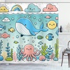 image:imageAmbesonne Funny Shower Curtain Happy Dinosaur Looking at The Mirror After Brushing Its Teeth Cartoon Cloth Fabric Bathroom Decor Set with Hooks 69 W x 70 L Shamrock Green and BlueSeafoam Coral Blue