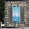 image:imageAmbesonne Nautical Shower Curtain Let The Sea Set You Free Words with Shellfish Turtle and Stingray Cloth Fabric Bathroom Decor Set with Hooks 69 W x 84 L Pearl Silver BlueGrey Blue