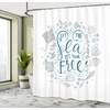 image:imageAmbesonne Nautical Shower Curtain Let The Sea Set You Free Words with Shellfish Turtle and Stingray Cloth Fabric Bathroom Decor Set with Hooks 69 W x 84 L Pearl Silver BluePearl Silver Blue