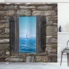 image:imageAmbesonne Nautical Shower Curtain Let The Sea Set You Free Words with Shellfish Turtle and Stingray Cloth Fabric Bathroom Decor Set with Hooks 69 W x 84 L Pearl Silver BlueGrey Blue