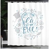 image:imageAmbesonne Nautical Shower Curtain Let The Sea Set You Free Words with Shellfish Turtle and Stingray Cloth Fabric Bathroom Decor Set with Hooks 69 W x 84 L Pearl Silver BluePearl Silver Blue
