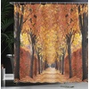 image:imageAmbesonne Octopus Shower Curtain Kraken Roses Leaves Tentacles Vintage Antiqued Sea Life Theme Cloth Fabric Bathroom Decor Set with Hooks 69 W x 75 L Pale Brown PinkYellow Orange Brown