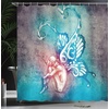 image:imageAmbesonne Octopus Shower Curtain Kraken Roses Leaves Tentacles Vintage Antiqued Sea Life Theme Cloth Fabric Bathroom Decor Set with Hooks 69 W x 75 L Pale Brown PinkBlue and Purple