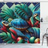 image:imageAmbesonne Turtle Shower Curtain Underwater Corals and Loggerheads Sea Animals on Stripes Nautical Marine Cloth Fabric Bathroom Decor Set with Hooks 69 W x 70 L Salmon and Sea BlueTeal Vermilion and Blue