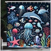 image:imageAmbesonne Funny Shower Curtain Happy Dinosaur Looking at The Mirror After Brushing Its Teeth Cartoon Cloth Fabric Bathroom Decor Set with Hooks 69 W x 70 L Shamrock Green and BlueDark Petrol Blue