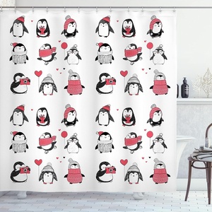 image:imageAmbesonne Christmas Shower Curtain Merry Xmas Theme with Realistic Motifs Print Whale and Clouds Cloth Fabric Bathroom Decor Set with Hooks 69 W x 70 L Cream Sea Blue and VermilionWhite Pink