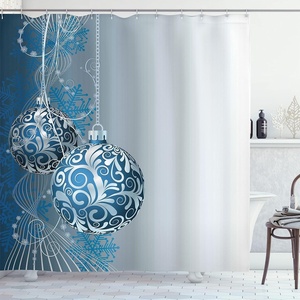 image:imageAmbesonne Christmas Shower Curtain Merry Xmas Theme with Realistic Motifs Print Whale and Clouds Cloth Fabric Bathroom Decor Set with Hooks 69 W x 70 L Cream Sea Blue and VermilionBlue Pale Blue White