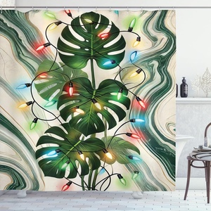 image:imageAmbesonne Christmas Shower Curtain Merry Xmas Theme with Realistic Motifs Print Whale and Clouds Cloth Fabric Bathroom Decor Set with Hooks 69 W x 70 L Cream Sea Blue and VermilionGreen Khaki Multicolor