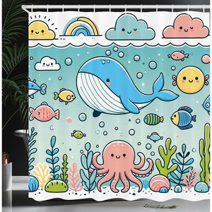 image:imageAmbesonne Funny Shower Curtain Happy Dinosaur Looking at The Mirror After Brushing Its Teeth Cartoon Cloth Fabric Bathroom Decor Set with Hooks 69 W x 70 L Shamrock Green and BlueSeafoam Coral Blue
