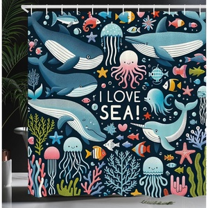 image:imageAmbesonne Funny Shower Curtain Happy Dinosaur Looking at The Mirror After Brushing Its Teeth Cartoon Cloth Fabric Bathroom Decor Set with Hooks 69 W x 70 L Shamrock Green and BlueDark Blue Multicolor