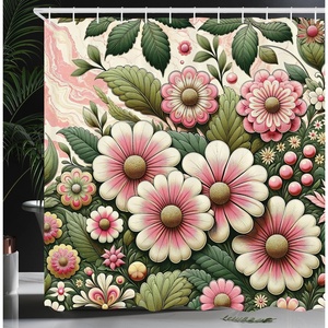 image:imageAmbesonne Funny Shower Curtain Happy Dinosaur Looking at The Mirror After Brushing Its Teeth Cartoon Cloth Fabric Bathroom Decor Set with Hooks 69 W x 70 L Shamrock Green and BluePink Reseda Green and Ivory