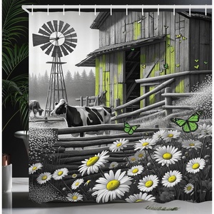 image:imageAmbesonne Funny Shower Curtain Happy Dinosaur Looking at The Mirror After Brushing Its Teeth Cartoon Cloth Fabric Bathroom Decor Set with Hooks 69 W x 70 L Shamrock Green and BlueLime Green and Grey