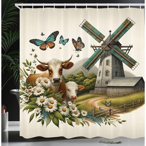 image:imageAmbesonne Funny Shower Curtain Happy Dinosaur Looking at The Mirror After Brushing Its Teeth Cartoon Cloth Fabric Bathroom Decor Set with Hooks 69 W x 70 L Shamrock Green and BlueGreen Turquoise Cinnamon