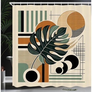image:imageAmbesonne Monstera Shower Curtain Minimalist Watercolor Floral Arrangement in Delicate Neutral Tones Cloth Fabric Bathroom Decor Set with Hooks 69 W x 70 L Pale Sage Green CoconutEvergreen Sepia Dusk