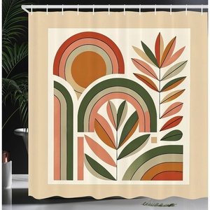image:imageAmbesonne Monstera Shower Curtain Minimalist Watercolor Floral Arrangement in Delicate Neutral Tones Cloth Fabric Bathroom Decor Set with Hooks 69 W x 70 L Pale Sage Green CoconutDark Rust Beige Green
