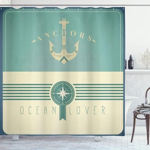 image:imageAmbesonne Nautical Shower Curtain Let The Sea Set You Free Words with Shellfish Turtle and Stingray Cloth Fabric Bathroom Decor Set with Hooks 69 W x 84 L Pearl Silver BlueAlmond Green