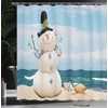 image:imageAmbesonne Christmas Shower Curtain Xmas Crew Cat Dog Bird Mouse and Rabbit Bunny with Santa Hats Grumpy Pets Picture Cloth Fabric Bathroom Decor Set with Hooks 69 W x 70 L Red BrownBlue Sand