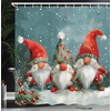 image:imageAmbesonne Christmas Shower Curtain Xmas Crew Cat Dog Bird Mouse and Rabbit Bunny with Santa Hats Grumpy Pets Picture Cloth Fabric Bathroom Decor Set with Hooks 69 W x 70 L Red BrownVermilion Blue Grey Grey