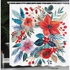 image:imageAmbesonne Christmas Shower Curtain Xmas Crew Cat Dog Bird Mouse and Rabbit Bunny with Santa Hats Grumpy Pets Picture Cloth Fabric Bathroom Decor Set with Hooks 69 W x 70 L Red BrownDark Coral Petrol Blue