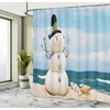 image:imageAmbesonne Christmas Shower Curtain Xmas Crew Cat Dog Bird Mouse and Rabbit Bunny with Santa Hats Grumpy Pets Picture Cloth Fabric Bathroom Decor Set with Hooks 69 W x 70 L Red BrownBlue Sand