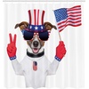 image:imageAmbesonne 4th of July Shower Curtain Funny Pet Dog with an Uncle Sam Hat Holding a Peace Sign and an American Flag Cloth Fabric Bathroom Decor Set with Hooks 69 W x 70 L Dark Blue Coral White