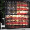 image:imageAmbesonne American Flag Shower Curtain Us Over Old Rusty Tones Weathered Vintage Social Plank Artwork Cloth Fabric Bathroom Decor Set with Hooks 69 W x 84 L Vermilion Violet Blue