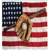 image:imageAmbesonne Baseball Shower Curtain Vintage Baseball League Equipment USA Grunge Glove Bat Fielding Sports Theme Cloth Fabric Bathroom Decor Set with Hooks 69 W x 70 L Brown Red Blue