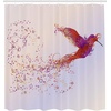 image:imageAmbesonne Bird Shower Curtain Creative Design Image of Flourish Hummingbird Feathers Circles Illustration Cloth Fabric Bathroom Decor Set with Hooks 69 W x 70 L Indigo Ruby Off WhiteIndigo Ruby Off White
