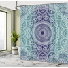 image:imageAmbesonne Grey and Teal Shower Curtain Mandala Ombre Colored Style Geometry Pattern with Flower Lines Display Art Cloth Fabric Bathroom Decor Set with Hooks 69 W x 75 L Teal and GreyNight Blue