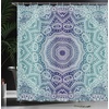 image:imageAmbesonne Grey and Teal Shower Curtain Mandala Ombre Colored Style Geometry Pattern with Flower Lines Display Art Cloth Fabric Bathroom Decor Set with Hooks 69 W x 75 L Teal and GreyNight Blue