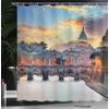 image:imageAmbesonne Italy Shower Curtain Vatican Rome View in The Evening Landmark Travel Italian Destination Image Print Cloth Fabric Bathroom Decor Set with Hooks 69 W x 70 L Salmon Slate Blue