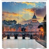 image:imageAmbesonne Italy Shower Curtain Vatican Rome View in The Evening Landmark Travel Italian Destination Image Print Cloth Fabric Bathroom Decor Set with Hooks 69 W x 70 L Salmon Slate Blue