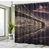 image:imageAmbesonne Landscape Shower Curtain Brooklyn Bridge Sunset NYC View Skyline Tourist Attraction Modern City Cloth Fabric Bathroom Decor Set with Hooks 69 W x 70 L Pale Brown Dried Rose