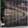 image:imageAmbesonne Landscape Shower Curtain Brooklyn Bridge Sunset NYC View Skyline Tourist Attraction Modern City Cloth Fabric Bathroom Decor Set with Hooks 69 W x 70 L Pale Brown Dried Rose
