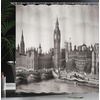 image:imageAmbesonne London Shower Curtain Westminster Big Ben and Bridge Nostalgic Image British Antique Architecture Cloth Fabric Bathroom Decor Set with Hooks 69 W x 70 L Sepia White