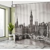 image:imageAmbesonne London Shower Curtain Westminster Big Ben and Bridge Nostalgic Image British Antique Architecture Cloth Fabric Bathroom Decor Set with Hooks 69 W x 70 L Sepia White