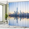image:imageAmbesonne NYC Shower Curtain Manhattan Skyline with Freedom Tower Reflection on Water Shore Urban Scenery Photo Cloth Fabric Bathroom Decor Set with Hooks 69 W x 84 L Multicolor Blue