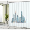 image:imageAmbesonne NYC Shower Curtain Megacity New York Big Apple Famous Landmarks Simplistic Cityscape Illustration Cloth Fabric Bathroom Decor Set with Hooks 69 W x 70 L Petrol Blue Orange
