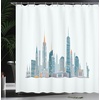 image:imageAmbesonne NYC Shower Curtain Megacity New York Big Apple Famous Landmarks Simplistic Cityscape Illustration Cloth Fabric Bathroom Decor Set with Hooks 69 W x 70 L Petrol Blue Orange