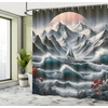 image:imageAmbesonne Nautical Shower Curtain Sailboat Against Crashing Waves in Exotic Seas Flowers Mountains Cloth Fabric Bathroom Decor Set with Hooks 69 W x 75 L Cadet Blue and Dark PinkPetrol Blue Red Blue Grey