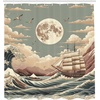 image:imageAmbesonne Nautical Shower Curtain Sailboat Against Crashing Waves in Exotic Seas Flowers Mountains Cloth Fabric Bathroom Decor Set with Hooks 69 W x 75 L Cadet Blue and Dark PinkPale Teal Tan Dried Rose
