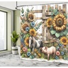 image:imageAmbesonne Nautical Shower Curtain Sailboat Against Crashing Waves in Exotic Seas Flowers Mountains Cloth Fabric Bathroom Decor Set with Hooks 69 W x 75 L Cadet Blue and Dark PinkMustard Green Taupe