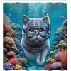 image:imageAmbesonne Nautical Shower Curtain Sailboat Against Crashing Waves in Exotic Seas Flowers Mountains Cloth Fabric Bathroom Decor Set with Hooks 69 W x 75 L Cadet Blue and Dark PinkTurquoise Multicolor