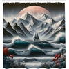 image:imageAmbesonne Nautical Shower Curtain Sailboat Against Crashing Waves in Exotic Seas Flowers Mountains Cloth Fabric Bathroom Decor Set with Hooks 69 W x 75 L Cadet Blue and Dark PinkPetrol Blue Red Blue Grey