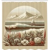 image:imageAmbesonne Nautical Shower Curtain Sailboat Against Crashing Waves in Exotic Seas Flowers Mountains Cloth Fabric Bathroom Decor Set with Hooks 69 W x 75 L Cadet Blue and Dark PinkGrey Yellow Dark Salmon