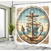 image:imageAmbesonne Nautical Shower Curtain Sailboat Against Crashing Waves in Exotic Seas Flowers Mountains Cloth Fabric Bathroom Decor Set with Hooks 69 W x 75 L Cadet Blue and Dark PinkPale Brown and Soft Blue