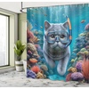 image:imageAmbesonne Nautical Shower Curtain Sailboat Against Crashing Waves in Exotic Seas Flowers Mountains Cloth Fabric Bathroom Decor Set with Hooks 69 W x 75 L Cadet Blue and Dark PinkTurquoise Multicolor