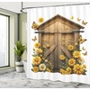 image:imageAmbesonne Nautical Shower Curtain Sailboat Against Crashing Waves in Exotic Seas Flowers Mountains Cloth Fabric Bathroom Decor Set with Hooks 69 W x 75 L Cadet Blue and Dark PinkEarth Yellow and Cocoa