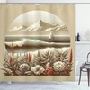 image:imageAmbesonne Nautical Shower Curtain Sailboat Against Crashing Waves in Exotic Seas Flowers Mountains Cloth Fabric Bathroom Decor Set with Hooks 69 W x 75 L Cadet Blue and Dark PinkGrey Yellow Dark Salmon